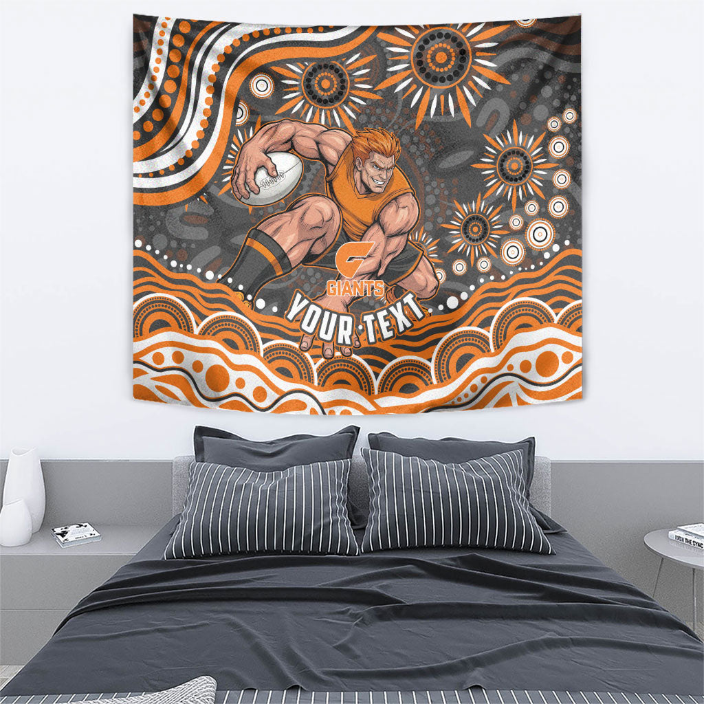 Personalized GWS Giants Rugby Tapestry Aboriginal Dot Art - Dreamtime Football Mascot