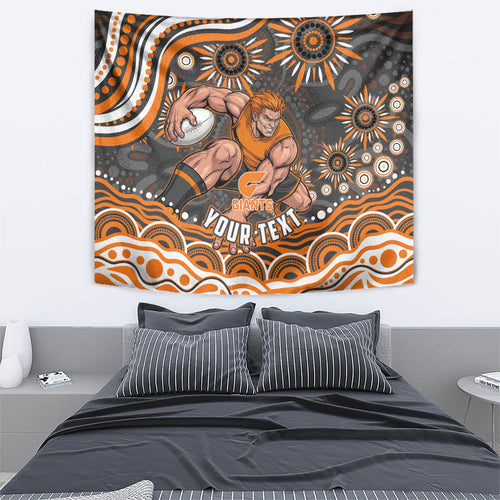 Personalized GWS Giants Rugby Tapestry Aboriginal Dot Art - Dreamtime Football Mascot
