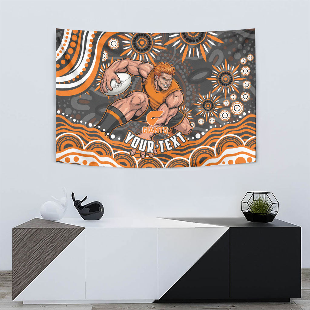 Personalized GWS Giants Rugby Tapestry Aboriginal Dot Art - Dreamtime Football Mascot