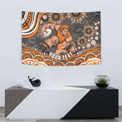 Personalized GWS Giants Rugby Tapestry Aboriginal Dot Art - Dreamtime Football Mascot
