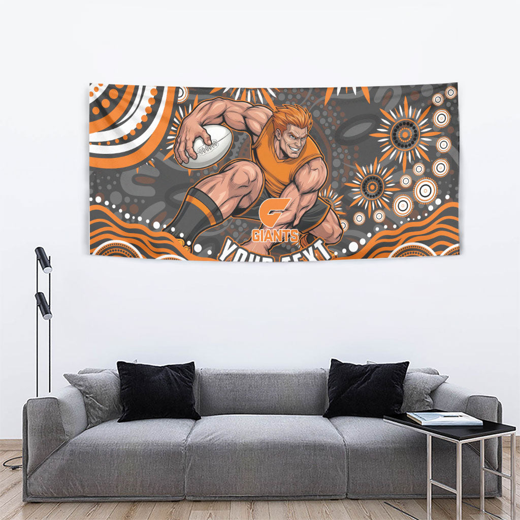 Personalized GWS Giants Rugby Tapestry Aboriginal Dot Art - Dreamtime Football Mascot