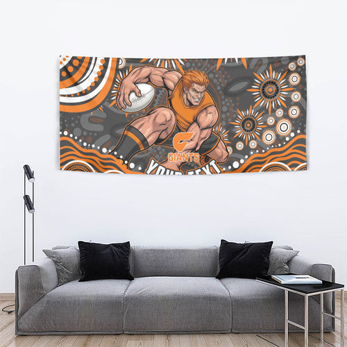 Personalized GWS Giants Rugby Tapestry Aboriginal Dot Art - Dreamtime Football Mascot