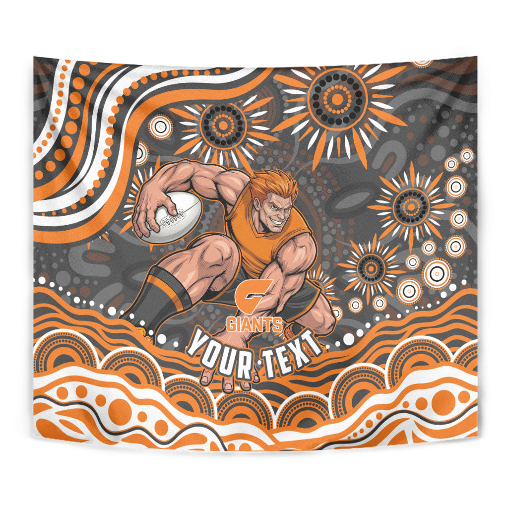 Personalized GWS Giants Rugby Tapestry Aboriginal Dot Art - Dreamtime Football Mascot
