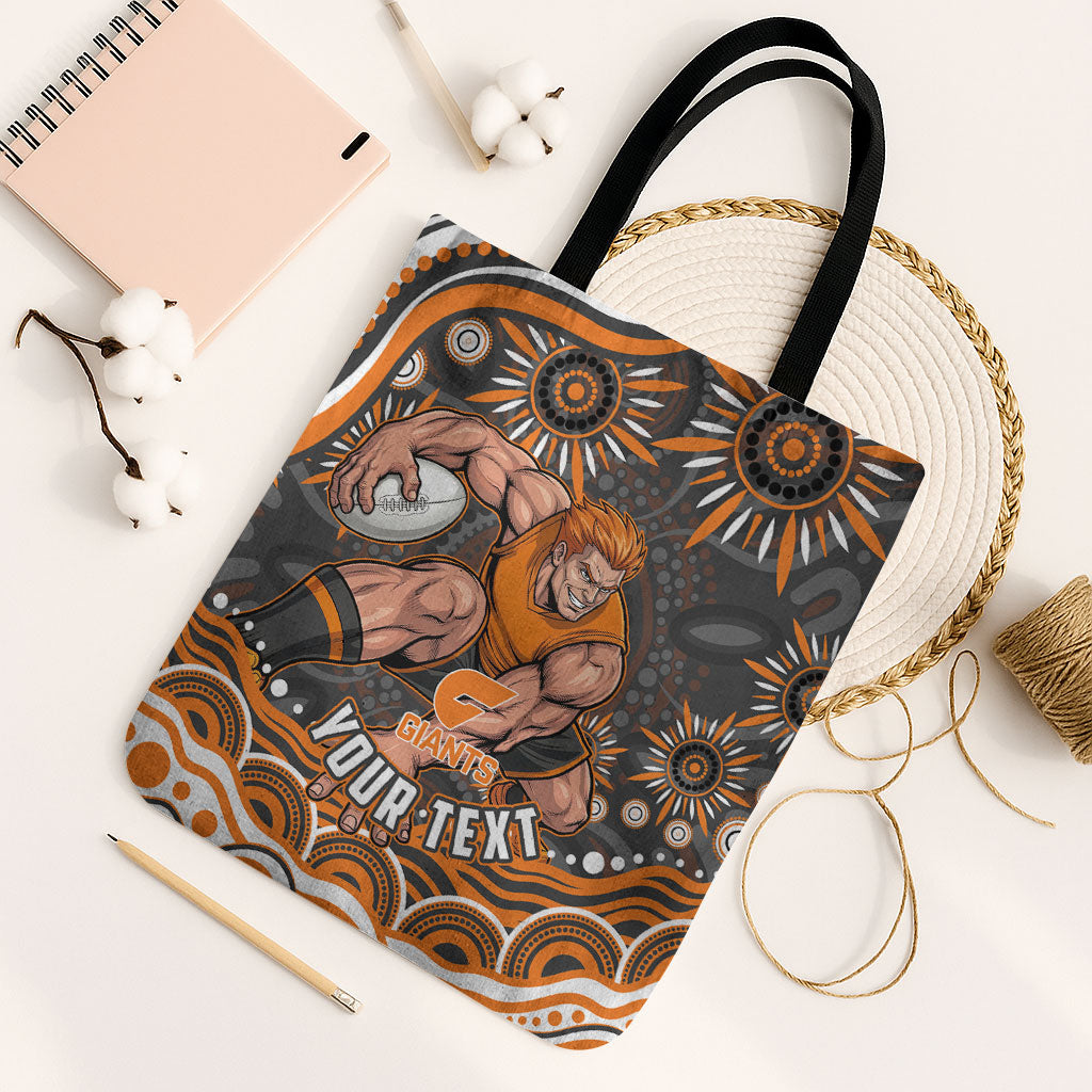 Personalized GWS Giants Rugby Tote Bag Aboriginal Dot Art - Dreamtime Football Mascot