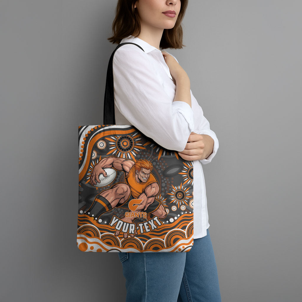 Personalized GWS Giants Rugby Tote Bag Aboriginal Dot Art - Dreamtime Football Mascot