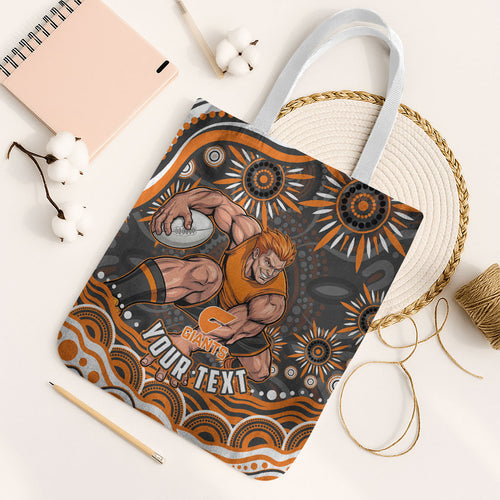 Personalized GWS Giants Rugby Tote Bag Aboriginal Dot Art - Dreamtime Football Mascot