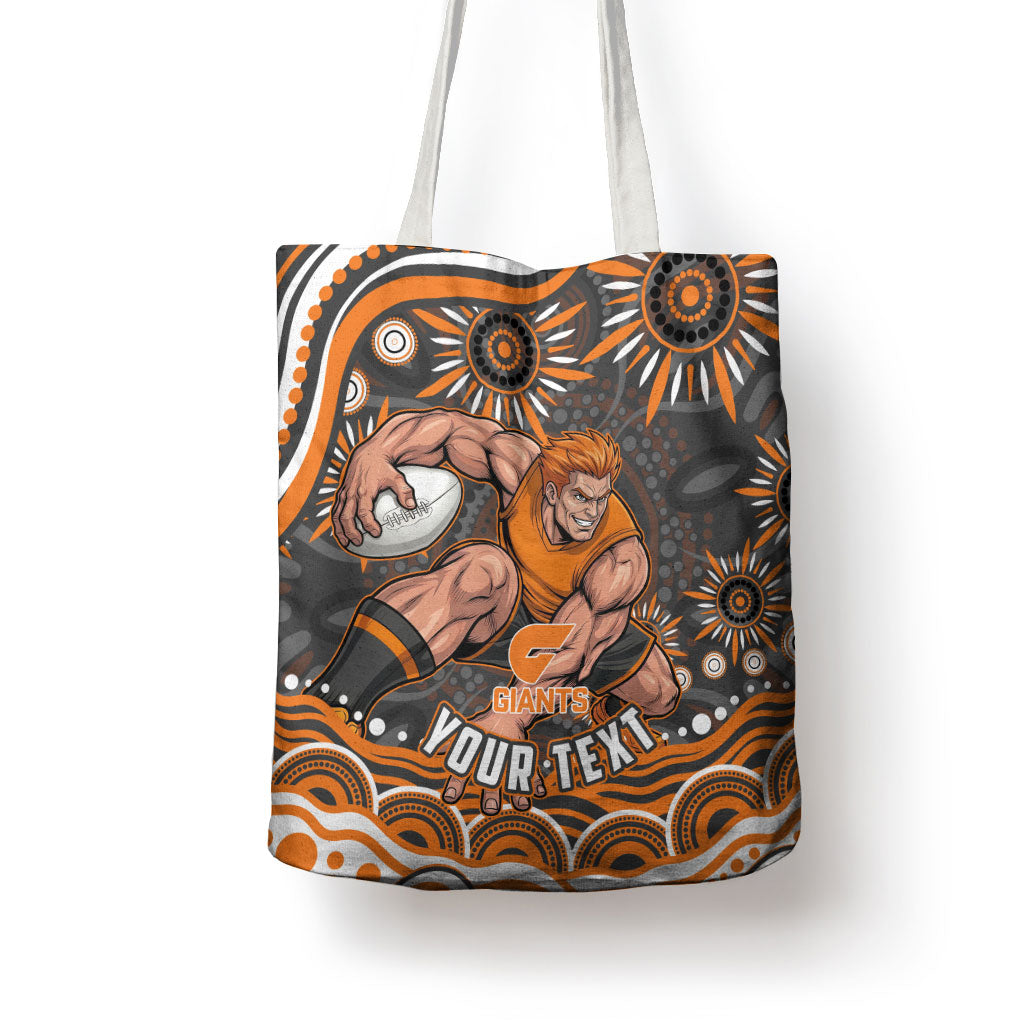 Personalized GWS Giants Rugby Tote Bag Aboriginal Dot Art - Dreamtime Football Mascot