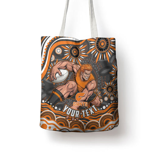 Personalized GWS Giants Rugby Tote Bag Aboriginal Dot Art - Dreamtime Football Mascot