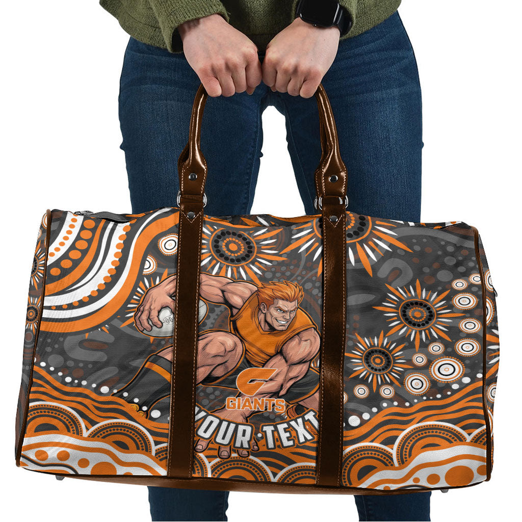 Personalized GWS Giants Rugby Travel Bag Aboriginal Dot Art - Dreamtime Football Mascot