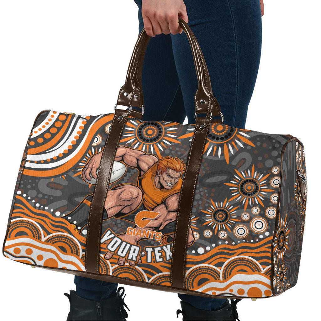 Personalized GWS Giants Rugby Travel Bag Aboriginal Dot Art - Dreamtime Football Mascot