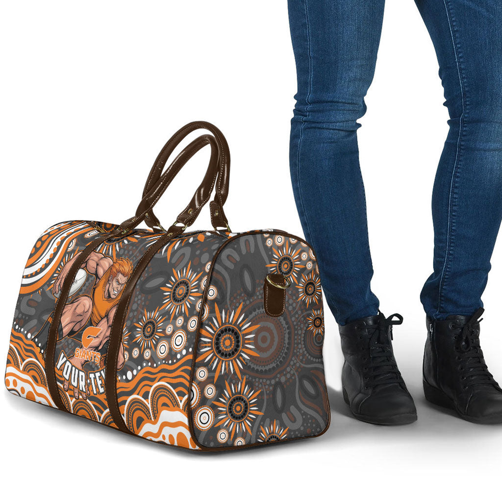 Personalized GWS Giants Rugby Travel Bag Aboriginal Dot Art - Dreamtime Football Mascot