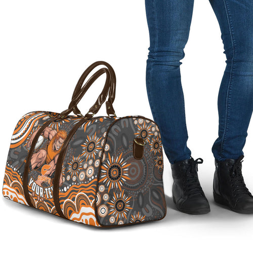 Personalized GWS Giants Rugby Travel Bag Aboriginal Dot Art - Dreamtime Football Mascot