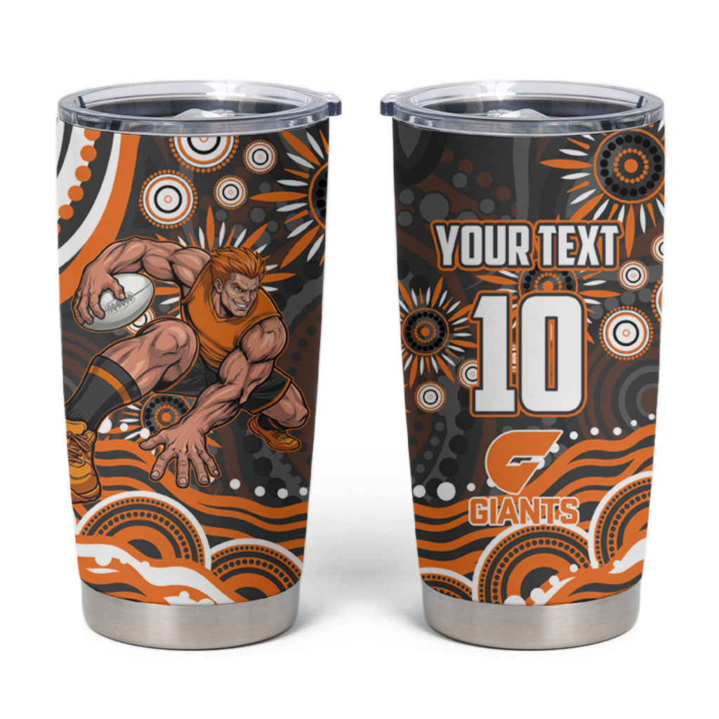 Personalized GWS Giants Rugby Tumbler Cup Aboriginal Dot Art - Dreamtime Football Mascot