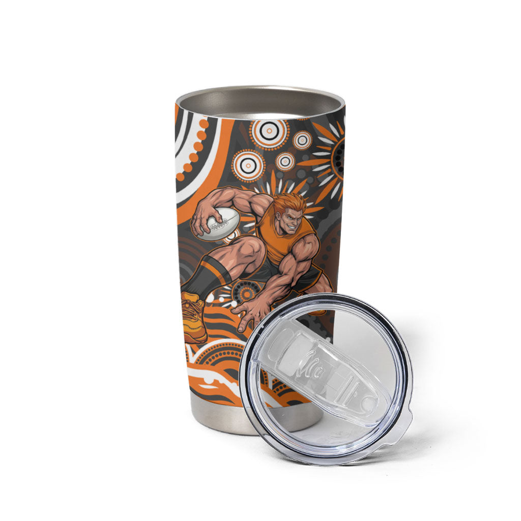 Personalized GWS Giants Rugby Tumbler Cup Aboriginal Dot Art - Dreamtime Football Mascot