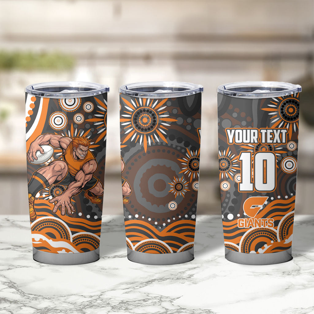 Personalized GWS Giants Rugby Tumbler Cup Aboriginal Dot Art - Dreamtime Football Mascot