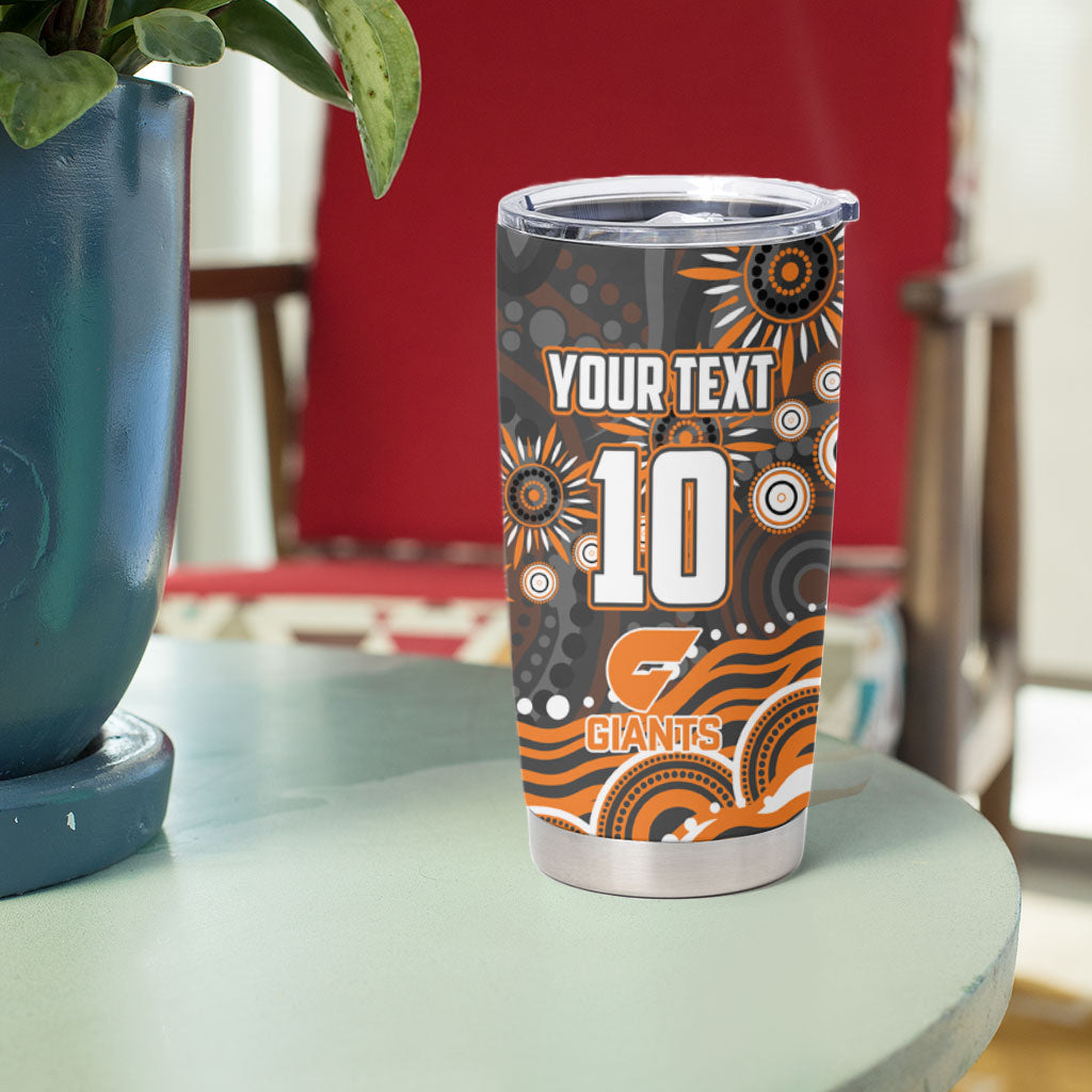 Personalized GWS Giants Rugby Tumbler Cup Aboriginal Dot Art - Dreamtime Football Mascot