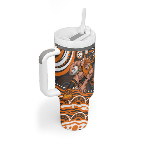 Personalized GWS Giants Rugby Tumbler With Handle Aboriginal Dot Art - Dreamtime Football Mascot