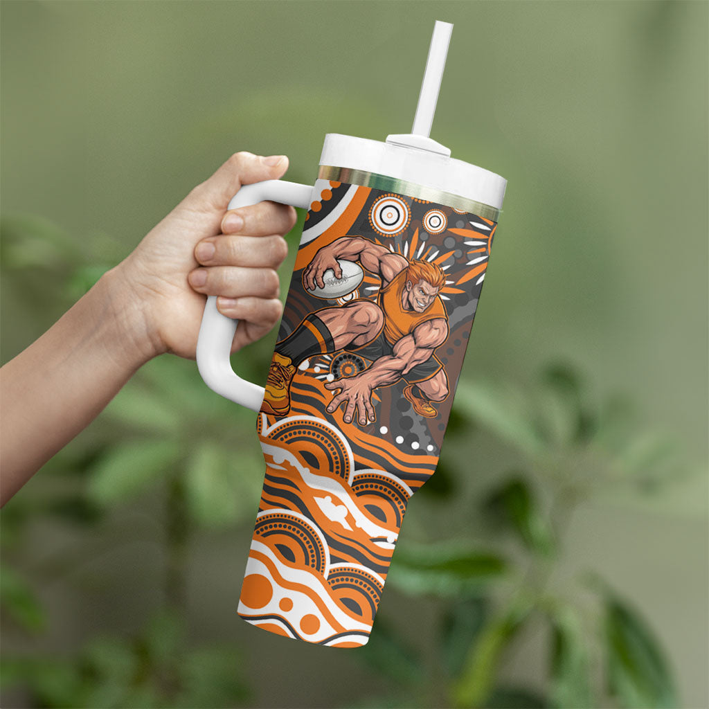 Personalized GWS Giants Rugby Tumbler With Handle Aboriginal Dot Art - Dreamtime Football Mascot