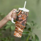Personalized GWS Giants Rugby Tumbler With Handle Aboriginal Dot Art - Dreamtime Football Mascot