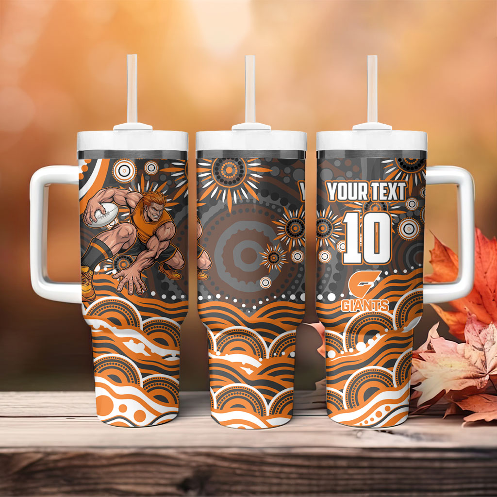 Personalized GWS Giants Rugby Tumbler With Handle Aboriginal Dot Art - Dreamtime Football Mascot