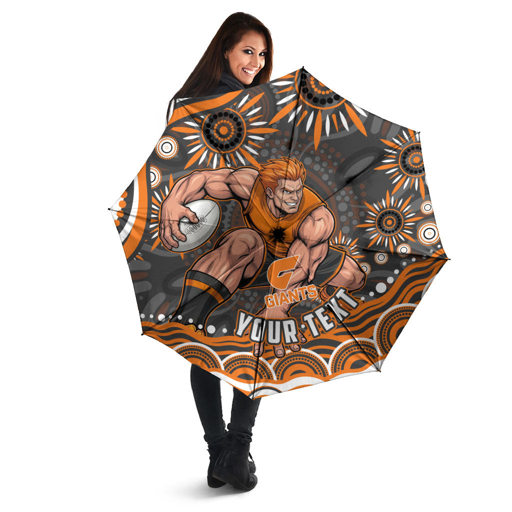 Personalized GWS Giants Rugby Umbrella Aboriginal Dot Art - Dreamtime Football Mascot