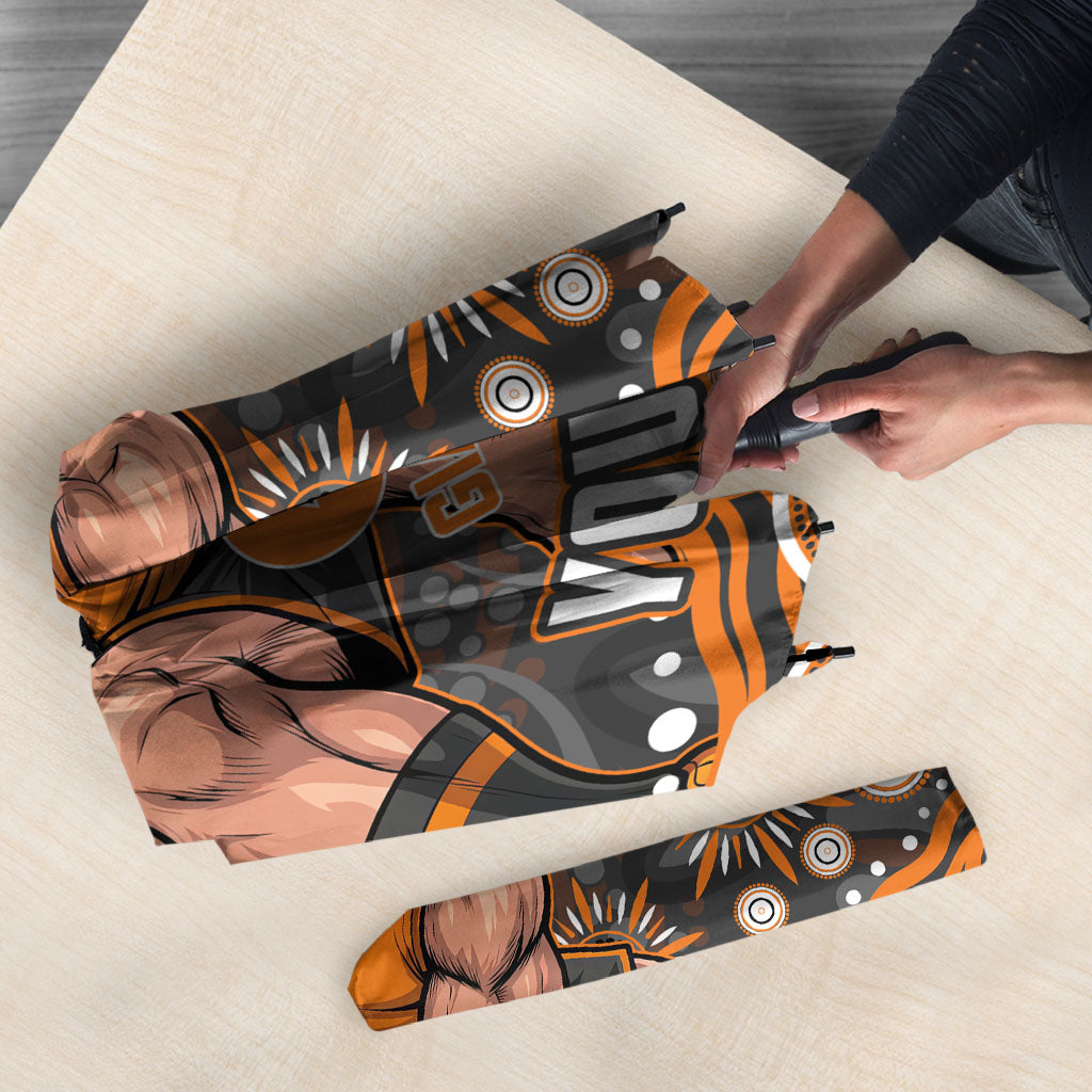 Personalized GWS Giants Rugby Umbrella Aboriginal Dot Art - Dreamtime Football Mascot