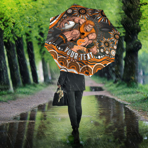 Personalized GWS Giants Rugby Umbrella Aboriginal Dot Art - Dreamtime Football Mascot