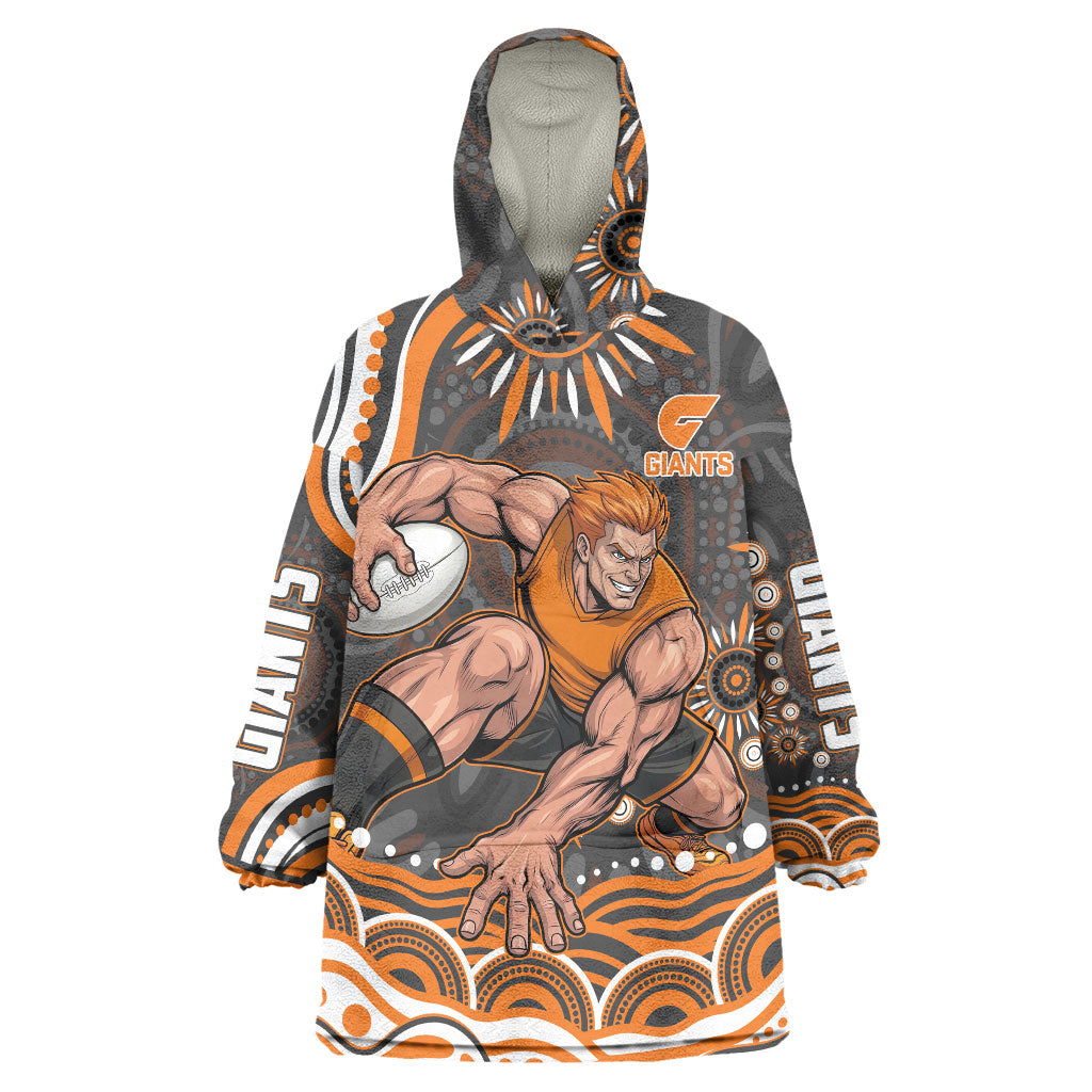 Personalized GWS Giants Rugby Wearable Blanket Hoodie Aboriginal Dot Art - Dreamtime Football Mascot