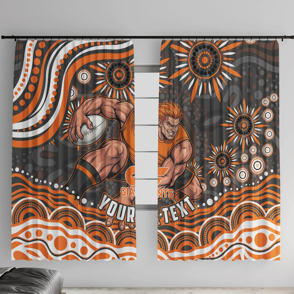 Personalized GWS Giants Rugby Window Curtain Aboriginal Dot Art - Dreamtime Football Mascot