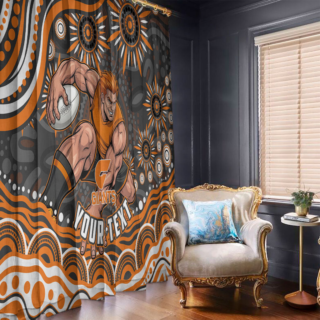 Personalized GWS Giants Rugby Window Curtain Aboriginal Dot Art - Dreamtime Football Mascot