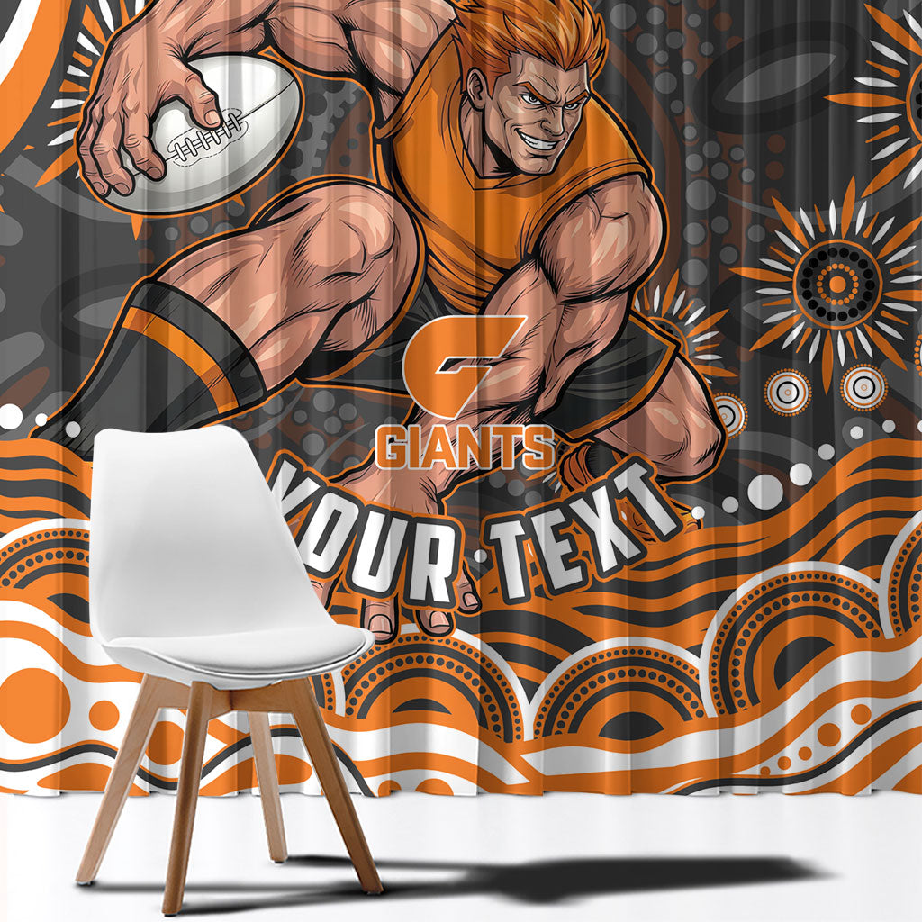 Personalized GWS Giants Rugby Window Curtain Aboriginal Dot Art - Dreamtime Football Mascot