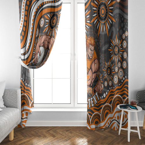 Personalized GWS Giants Rugby Window Curtain Aboriginal Dot Art - Dreamtime Football Mascot