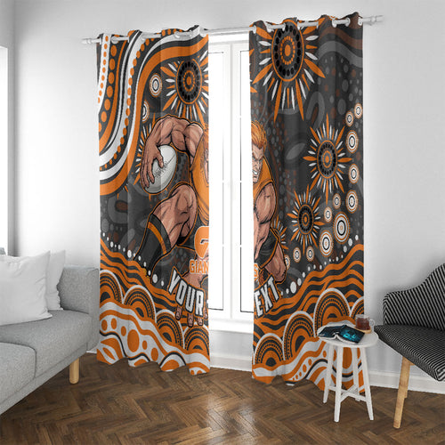 Personalized GWS Giants Rugby Window Curtain Aboriginal Dot Art - Dreamtime Football Mascot