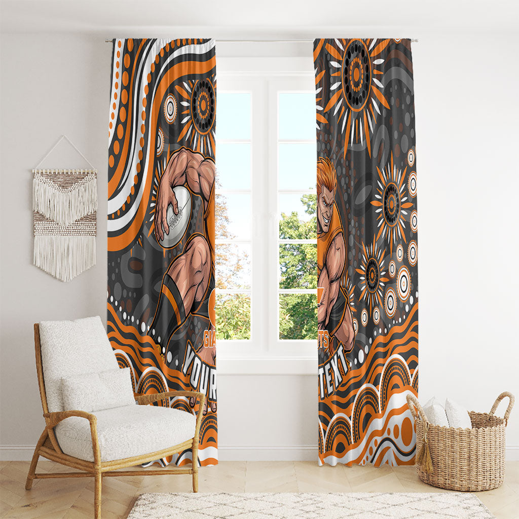 Personalized GWS Giants Rugby Window Curtain Aboriginal Dot Art - Dreamtime Football Mascot