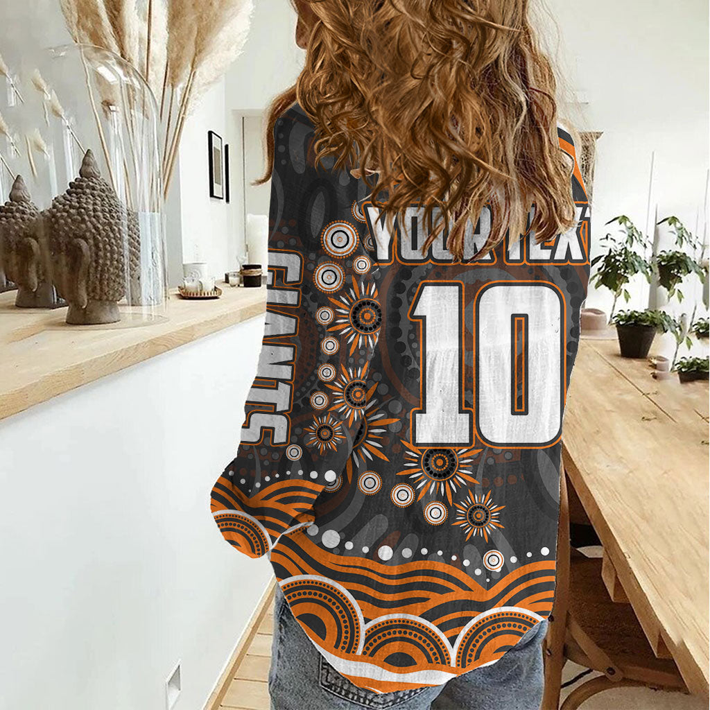 Personalized GWS Giants Rugby Women Casual Shirt Aboriginal Dot Art - Dreamtime Football Mascot
