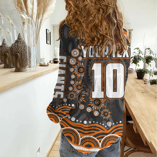 Personalized GWS Giants Rugby Women Casual Shirt Aboriginal Dot Art - Dreamtime Football Mascot