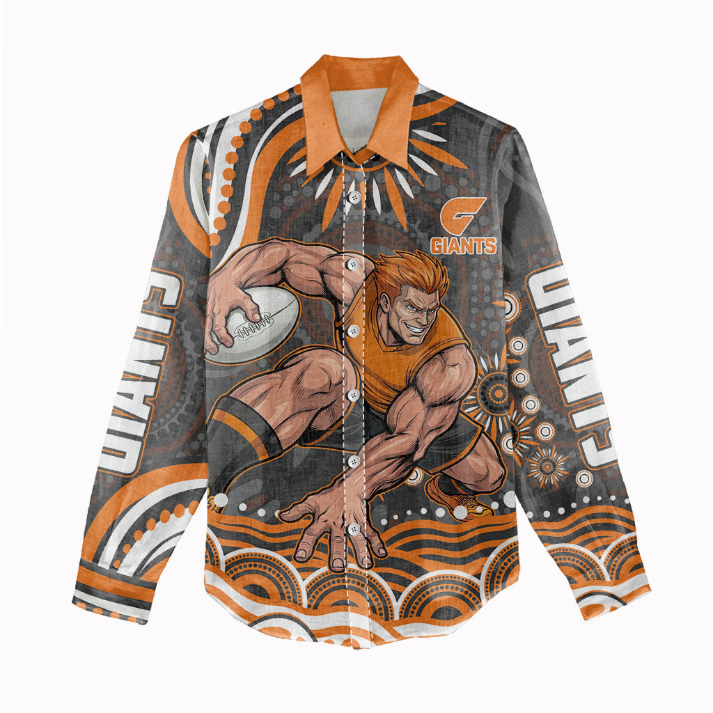 Personalized GWS Giants Rugby Women Casual Shirt Aboriginal Dot Art - Dreamtime Football Mascot