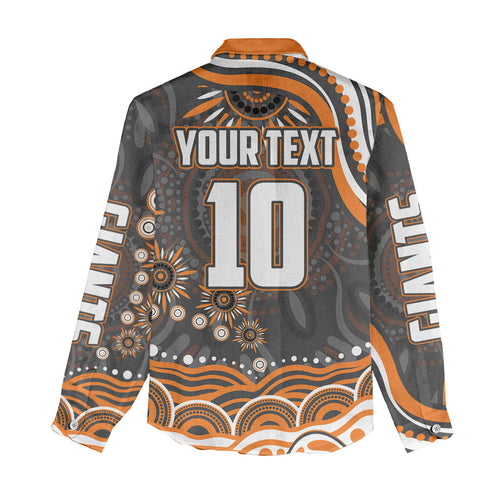 Personalized GWS Giants Rugby Women Casual Shirt Aboriginal Dot Art - Dreamtime Football Mascot