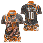 Personalized GWS Giants Rugby Women Polo Shirt Aboriginal Dot Art - Dreamtime Football Mascot
