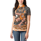 Personalized GWS Giants Rugby Women Polo Shirt Aboriginal Dot Art - Dreamtime Football Mascot