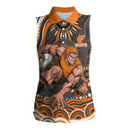 Personalized GWS Giants Rugby Women Sleeveless Polo Shirt Aboriginal Dot Art - Dreamtime Football Mascot
