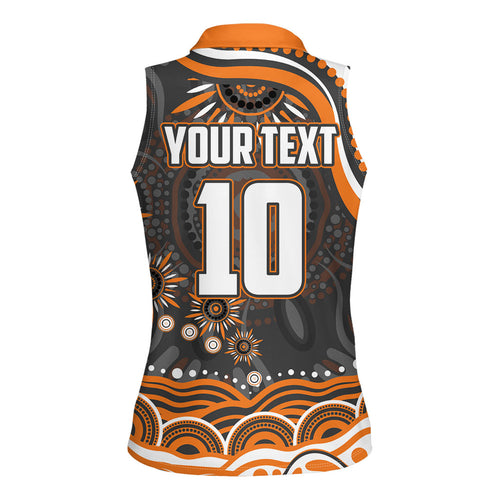 Personalized GWS Giants Rugby Women Sleeveless Polo Shirt Aboriginal Dot Art - Dreamtime Football Mascot