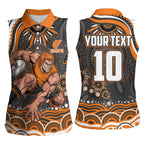 Personalized GWS Giants Rugby Women Sleeveless Polo Shirt Aboriginal Dot Art - Dreamtime Football Mascot