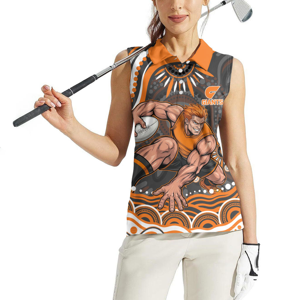 Personalized GWS Giants Rugby Women Sleeveless Polo Shirt Aboriginal Dot Art - Dreamtime Football Mascot