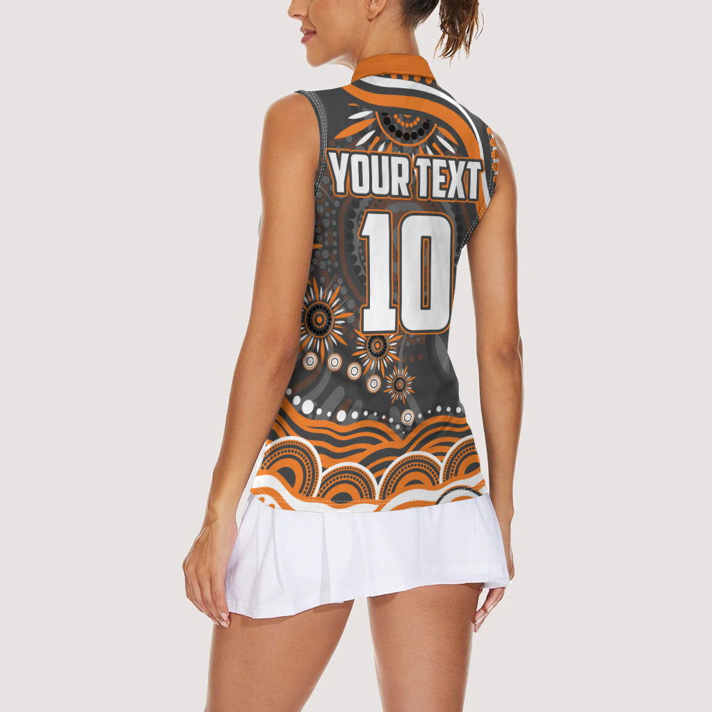 Personalized GWS Giants Rugby Women Sleeveless Polo Shirt Aboriginal Dot Art - Dreamtime Football Mascot