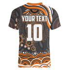 Personalized GWS Giants Rugby Women V-Neck T-Shirt Aboriginal Dot Art - Dreamtime Football Mascot