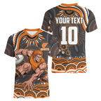 Personalized GWS Giants Rugby Women V-Neck T-Shirt Aboriginal Dot Art - Dreamtime Football Mascot