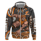 Personalized GWS Giants Rugby Zip Hoodie Aboriginal Dot Art - Dreamtime Football Mascot