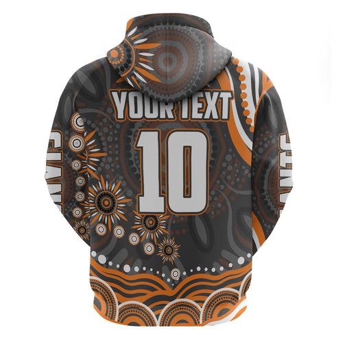 Personalized GWS Giants Rugby Zip Hoodie Aboriginal Dot Art - Dreamtime Football Mascot