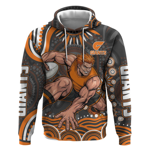 Personalized GWS Giants Rugby Zip Hoodie Aboriginal Dot Art - Dreamtime Football Mascot